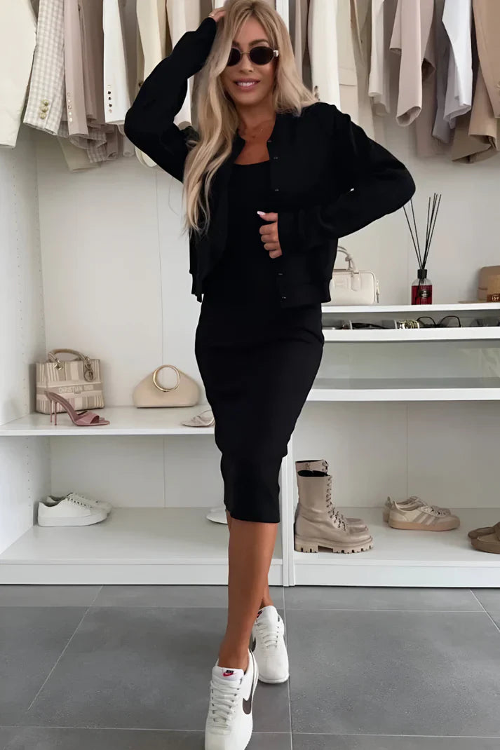Manon | Vestido midi confortável com cardigan