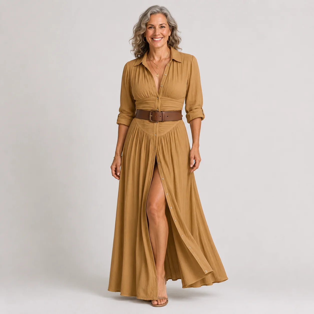 Lelivilia | Vestido maxi longo com gola de blazer