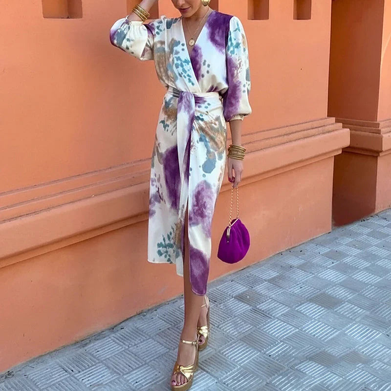 Medea | Vestido Midi Elegante com Padrão Delicado