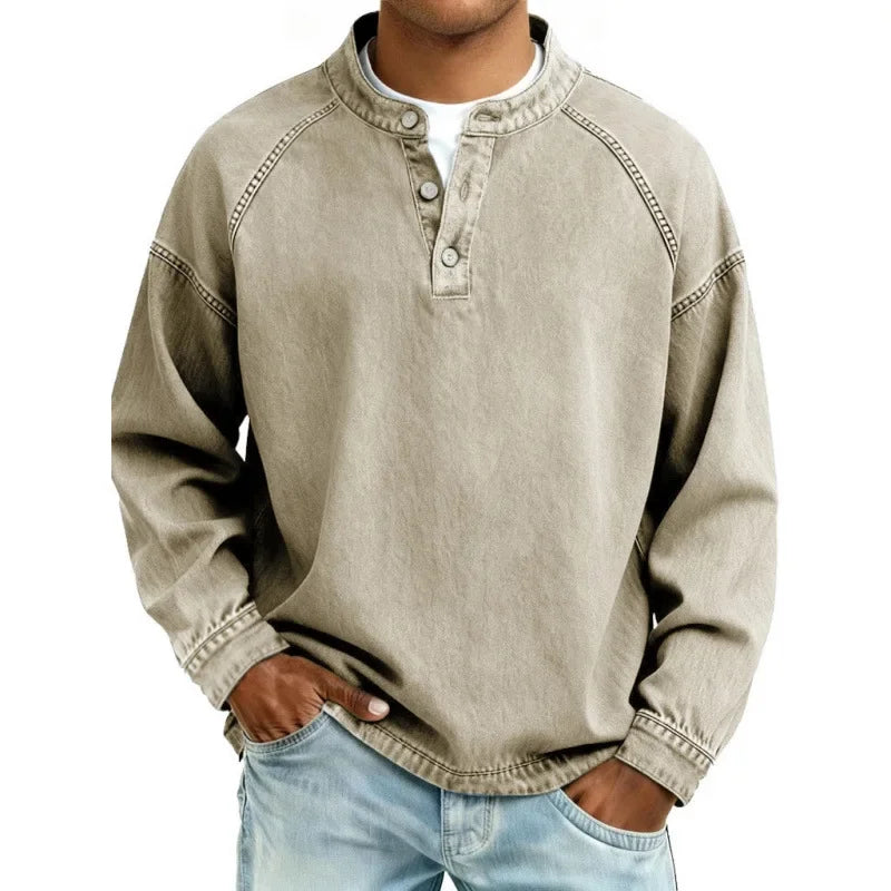 Henrik | Camisola Henley denim vintage