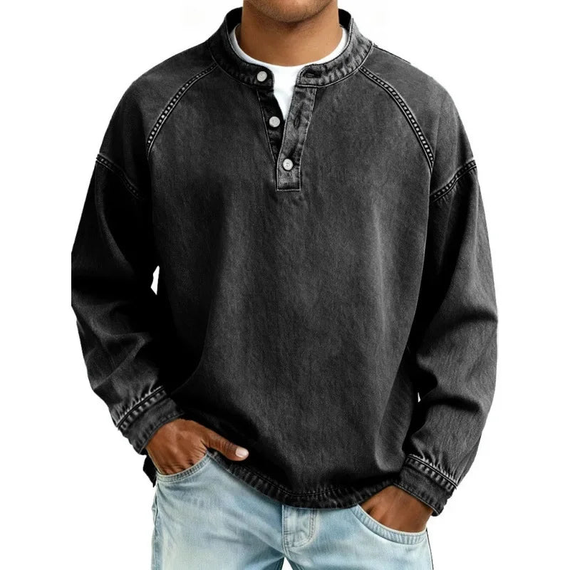 Henrik | Camisola Henley denim vintage
