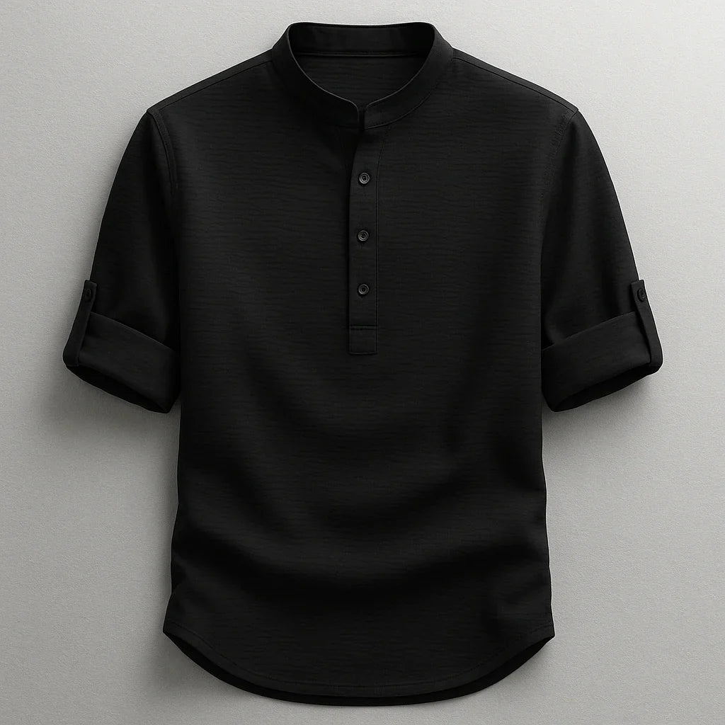 Enrico | Camisola de manga comprida estilo Henley com gola