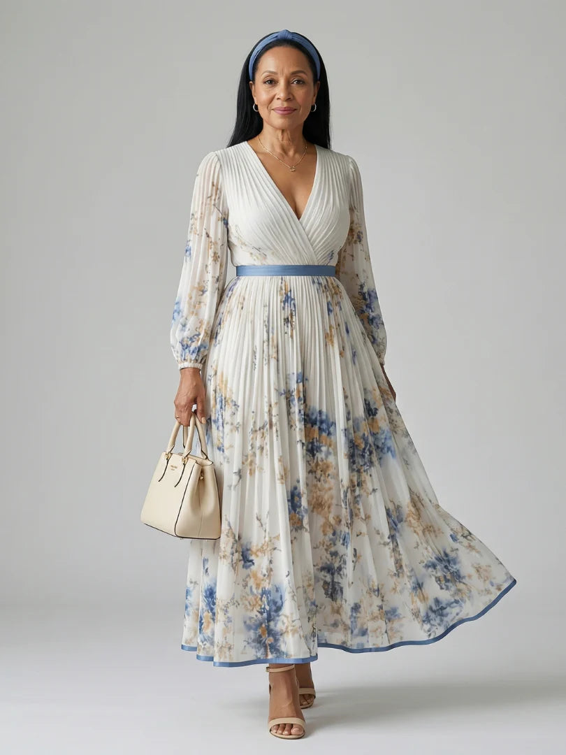 Rielle | Vestido midi transpassado plissado