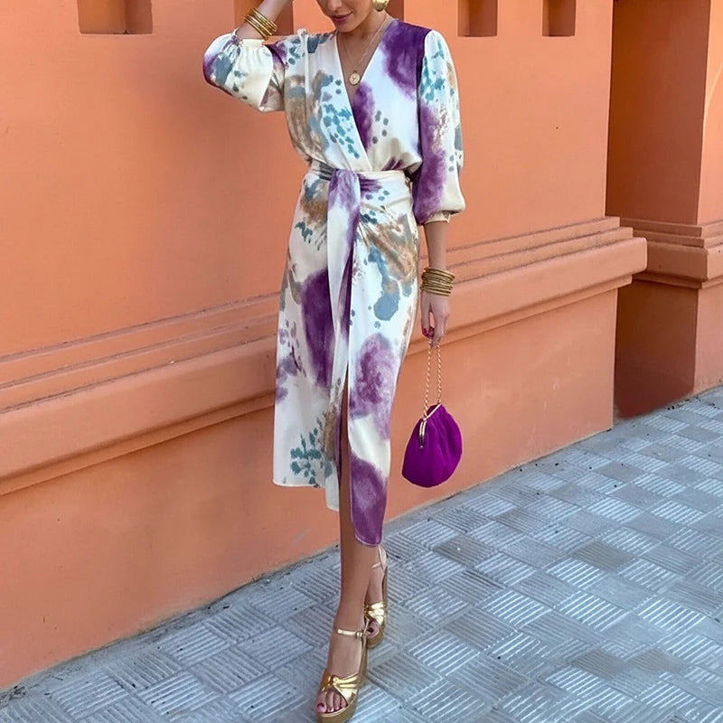Medea | Vestido Midi Elegante com Padrão Delicado
