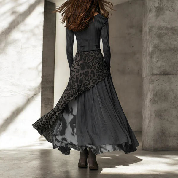 Fenna | Vestido longo com detalhe de leopardo