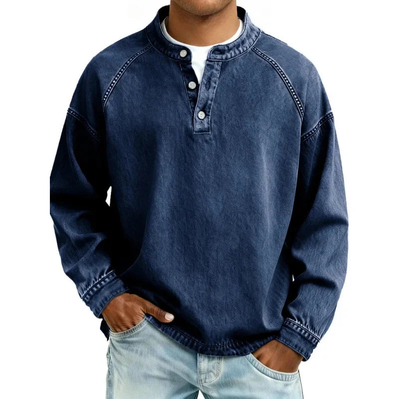 Henrik | Camisola Henley denim vintage