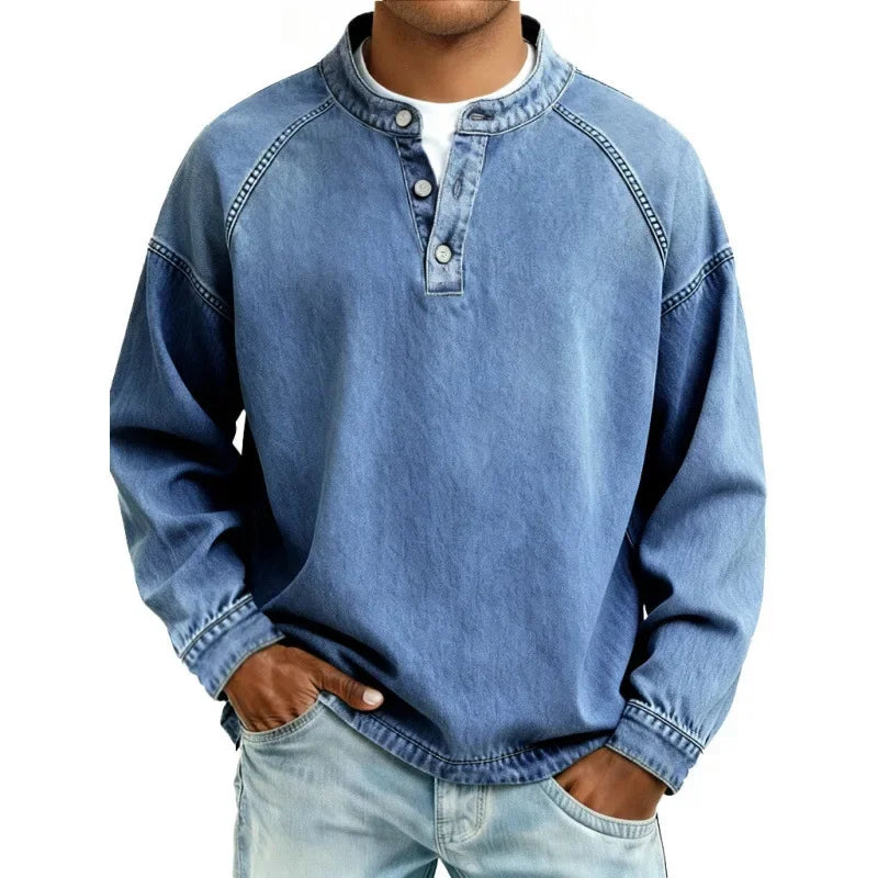 Henrik | Camisola Henley denim vintage