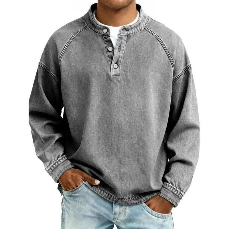 Henrik | Camisola Henley denim vintage