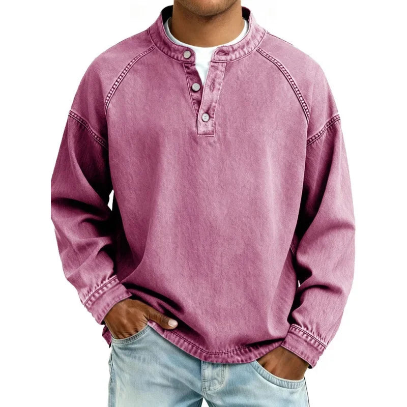 Henrik | Camisola Henley denim vintage