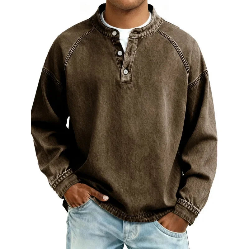 Henrik | Camisola Henley denim vintage