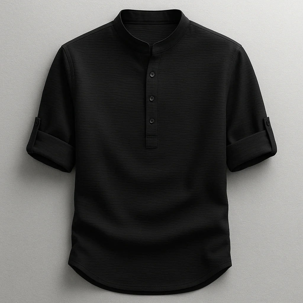 Enrico | Camisola de manga comprida estilo Henley com gola