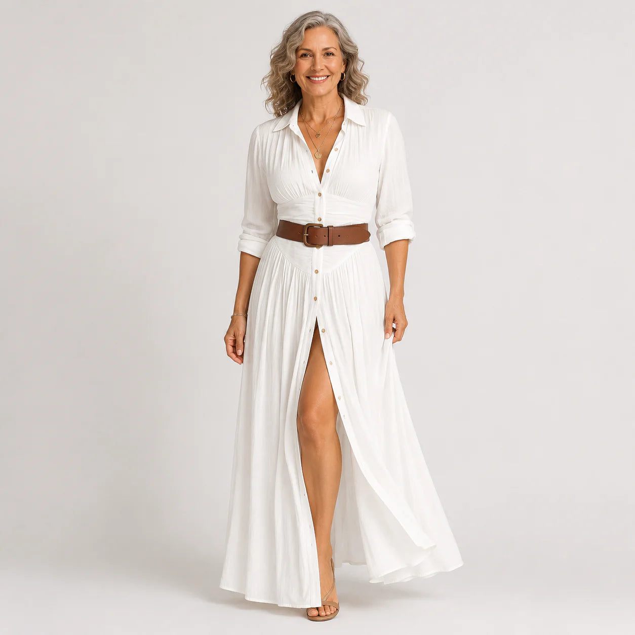 Lelivilia | Vestido maxi longo com gola de blazer
